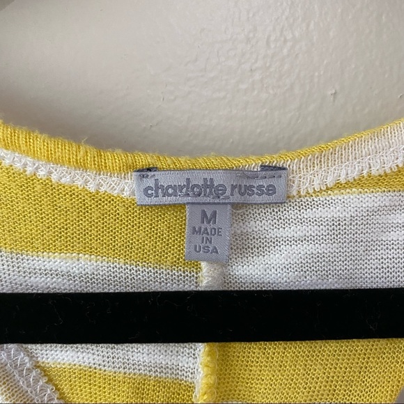 Charlotte Russe Yellow and White Striped Racer Back Knot Tank Top Asymmetrical - Picture 7 of 7